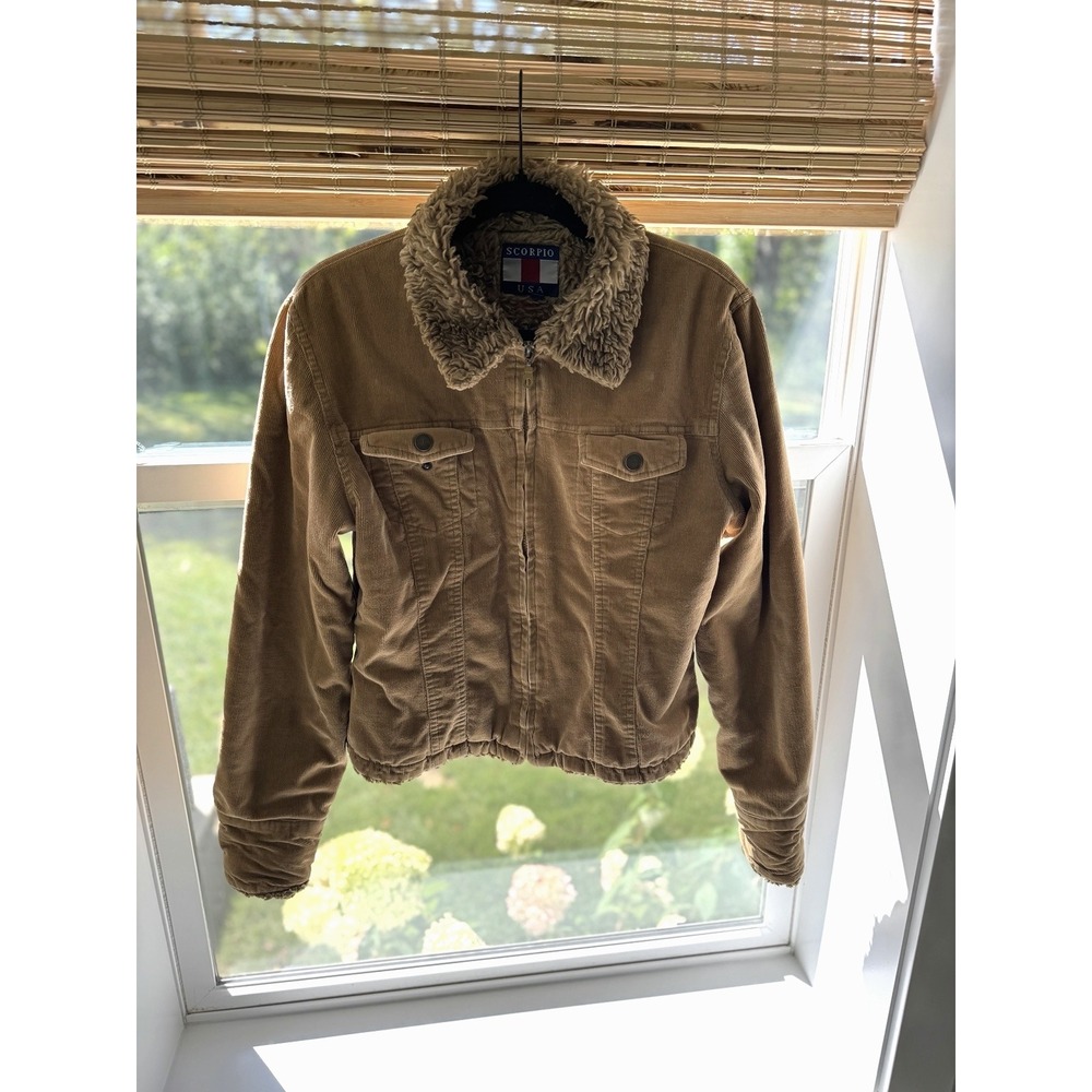 SCORPIO USA Brown Corduroy Sherpa Collar Jacket – Size M | Y2K Western